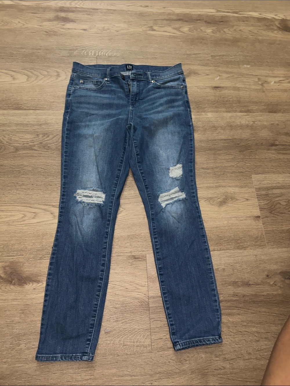 GAP Women's Distressed Skinny Jeans — Medium Blue Wash